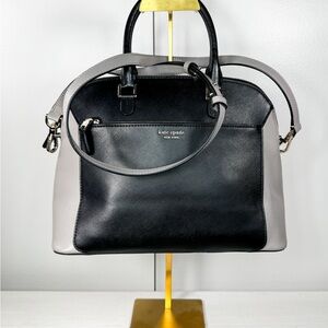 Kate Spade New York Black & Cream Saffiano Leather Satchel Crossbody Bag